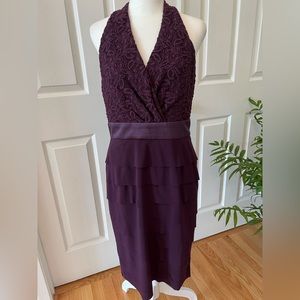 Jones Wear plum purple embroidered sleeveless tiered dress size 6